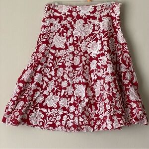 Zero Base Red and White Floral Patterned Skirt with Liner Size 36
